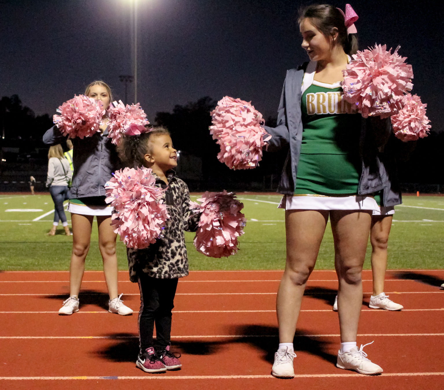 Makayla Manuel cheers on the Rockbridge Bruins at Helias Catholic High
